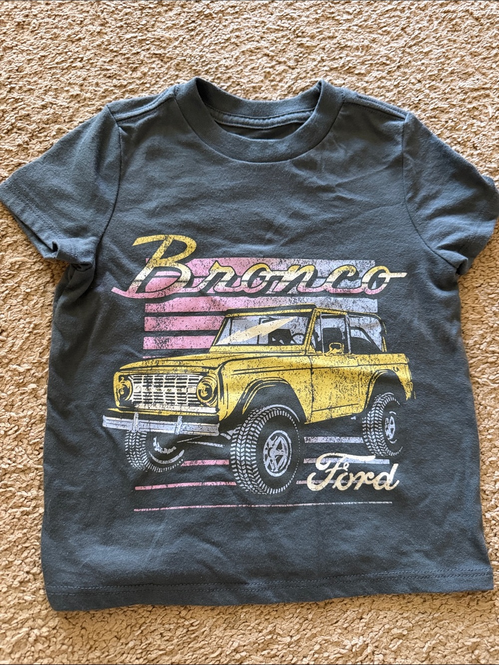 Ford Kids Graphic Tee in Charcoal with Yellow & Pink
